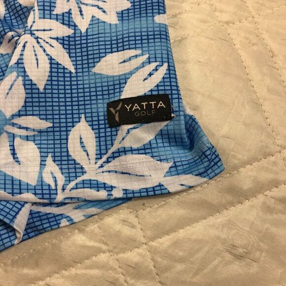 Yatta Golf Polo Shirt Mens Large Blue Floral Hawaiian All‎ Over Performance - Picture 2 of 3